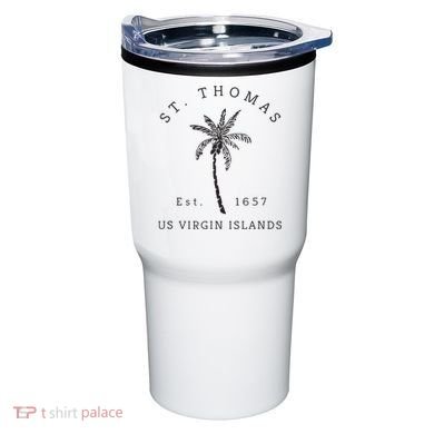 Original St. Thomas Virgin Islands Palm Tree Novelty Art Tumbler