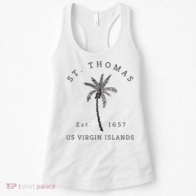 Original St. Thomas Virgin Islands Palm Tree Novelty Art Women's Tank Top