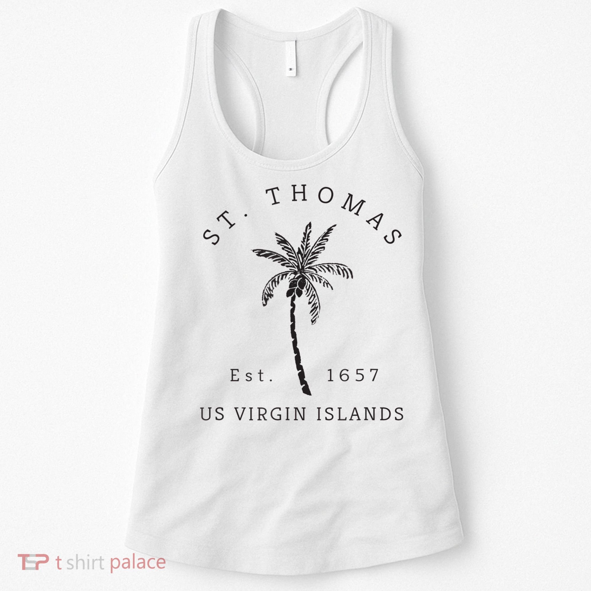 Original St. Thomas Virgin Islands Palm Tree Novelty Art Women's Tank Top