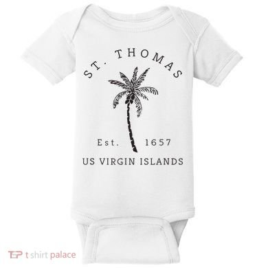Original St. Thomas Virgin Islands Palm Tree Novelty Art Baby Bodysuit