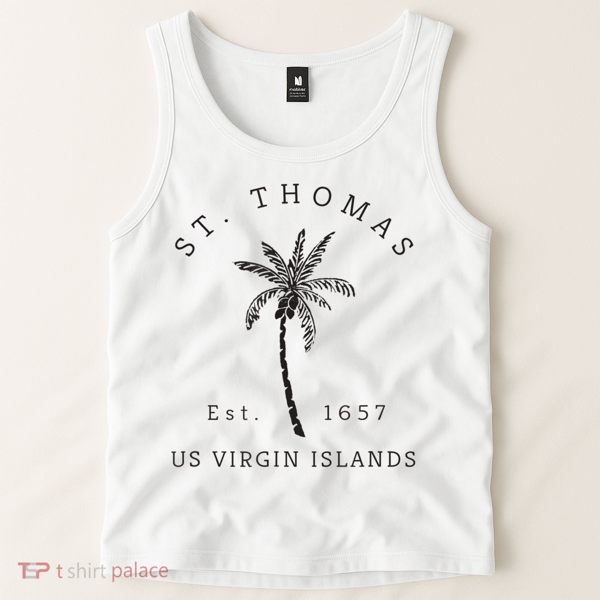 Original St. Thomas Virgin Islands Palm Tree Novelty Art Tank Top