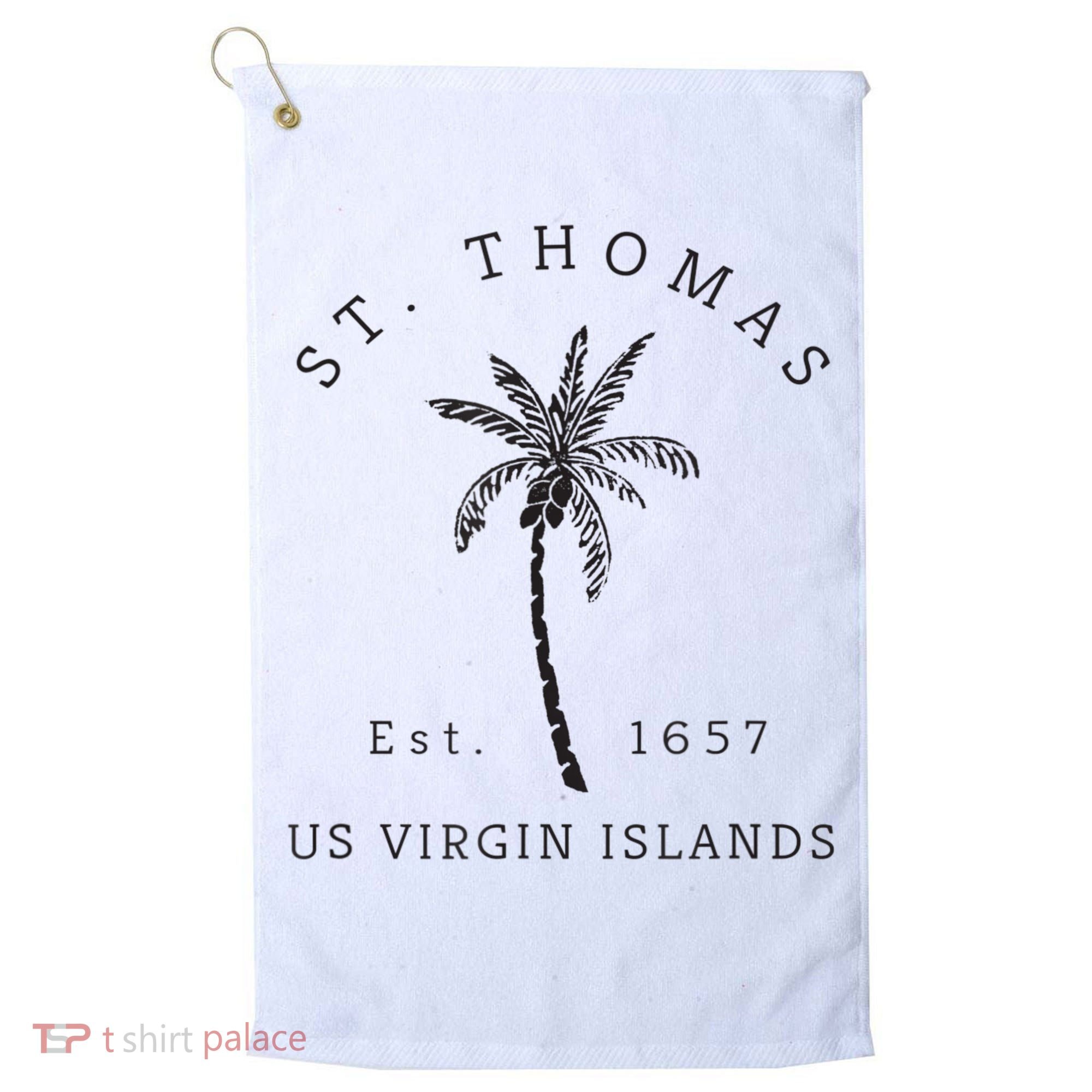 Original St. Thomas Virgin Islands Palm Tree Novelty Art Golf Towel