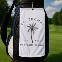 Original St. Thomas Virgin Islands Palm Tree Novelty Art Golf Towel thumb 2