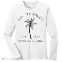 Original St. Thomas Virgin Islands Palm Tree Novelty Art Women's Long Sleeve Shirt thumb 0