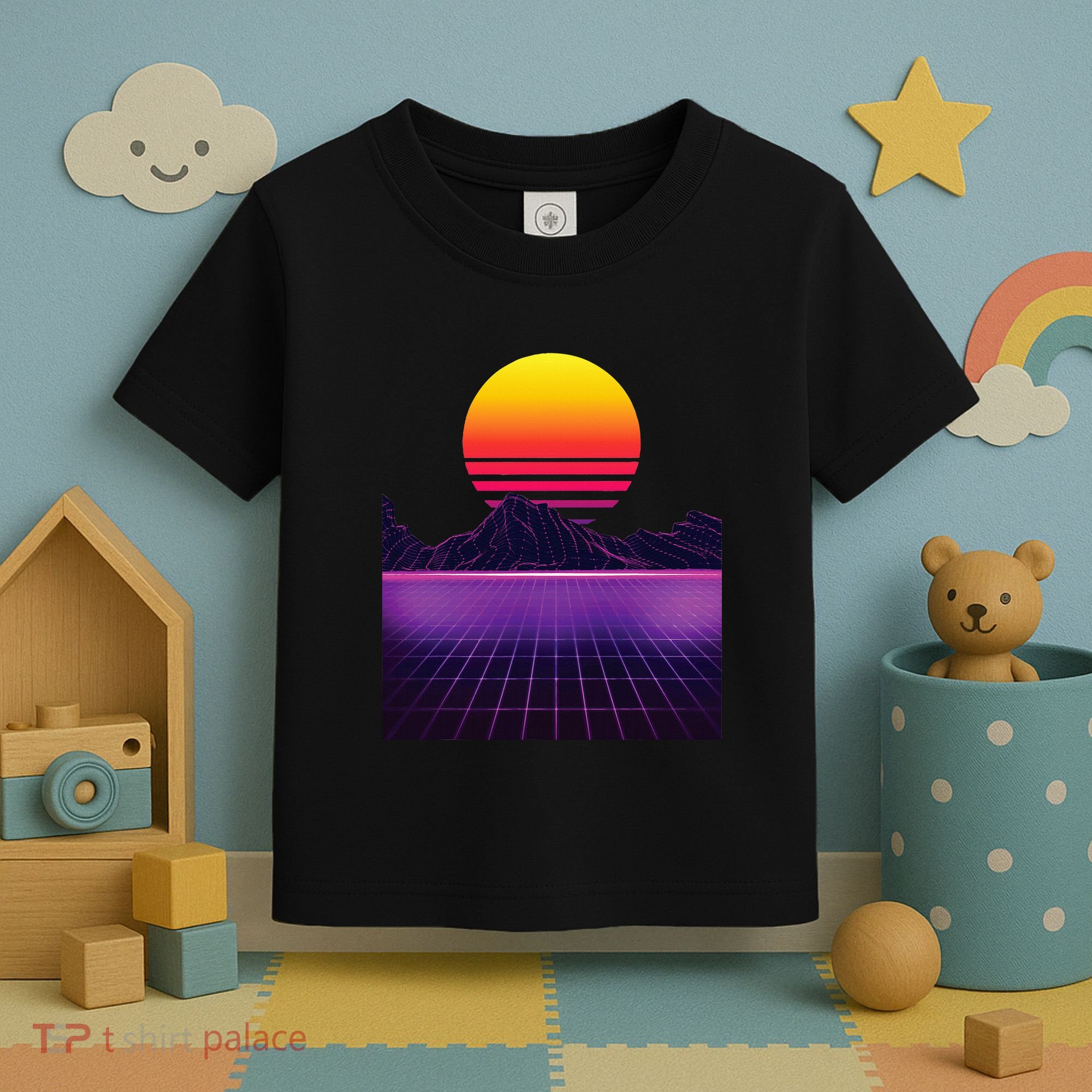 Outrun Synthwave Vaporwave Aesthetic 80S Retro Toddler T-Shirt