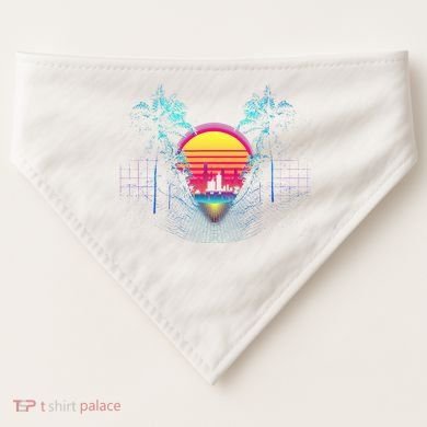 Outrun Synthwave Vaporwave Aesthetic 80S Retro USA-Made Doggie Bandana