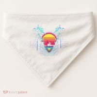 Outrun Synthwave Vaporwave Aesthetic 80S Retro USA-Made Doggie Bandana thumb 0