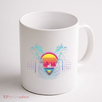 Outrun Synthwave Vaporwave Aesthetic 80S Retro Coffee Mug back