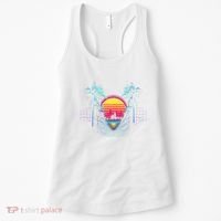 Outrun Synthwave Vaporwave Aesthetic 80S Retro Women's Tank Top thumb 0