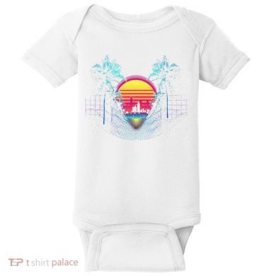 Outrun Synthwave Vaporwave Aesthetic 80S Retro Baby Bodysuit