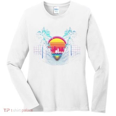 Outrun Synthwave Vaporwave Aesthetic 80S Retro Women's Long Sleeve Shirt