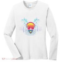 Outrun Synthwave Vaporwave Aesthetic 80S Retro Women's Long Sleeve Shirt thumb 0