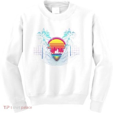Outrun Synthwave Vaporwave Aesthetic 80S Retro Kids Sweatshirt