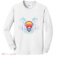 Outrun Synthwave Vaporwave Aesthetic 80S Retro Kids Long Sleeve Shirt thumb 0
