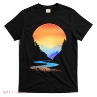 Outdoor Sunset Vintage Style Mountains Sun Nature T-Shirt thumb 0