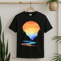 Outdoor Sunset Vintage Style Mountains Sun Nature T-Shirt thumb 2