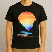 Outdoor Sunset Vintage Style Mountains Sun Nature T-Shirt thumb 3