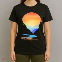 Outdoor Sunset Vintage Style Mountains Sun Nature T-Shirt thumb 4
