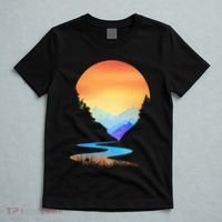 Outdoor Sunset Vintage Style Mountains Sun Nature T-Shirt thumb 5