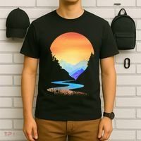 Outdoor Sunset Vintage Style Mountains Sun Nature T-Shirt thumb 6