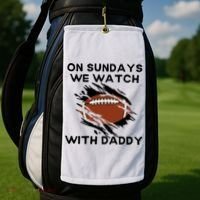 On Sundays We Watch Football With Daddy Golf Towel thumb 2