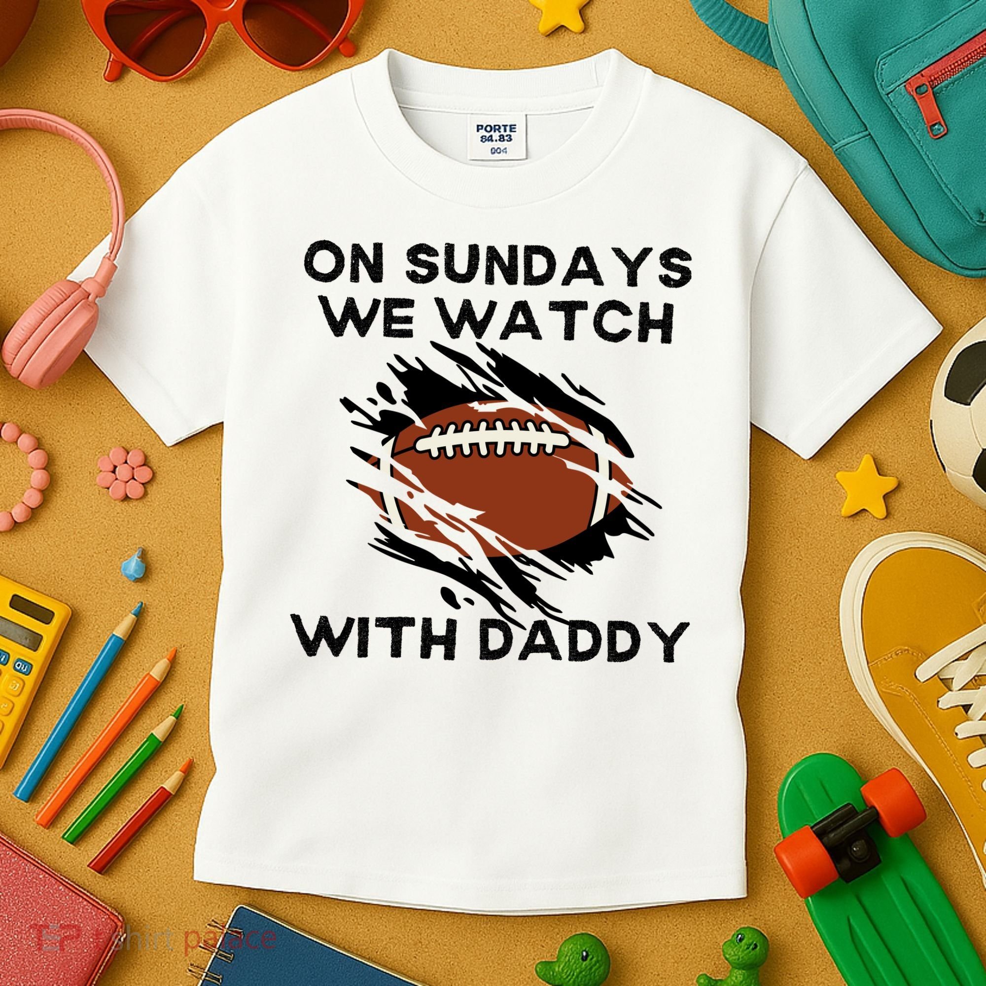 On Sundays We Watch Football With Daddy Kids T-Shirt