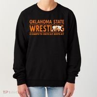 O.K.L.A.H.O.M.A State Wrestling Compete Defeat Repeat Women's Sweatshirt thumb 0