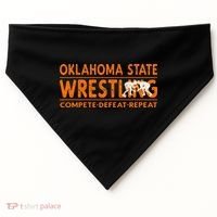 O.K.L.A.H.O.M.A State Wrestling Compete Defeat Repeat USA-Made Doggie Bandana thumb 0