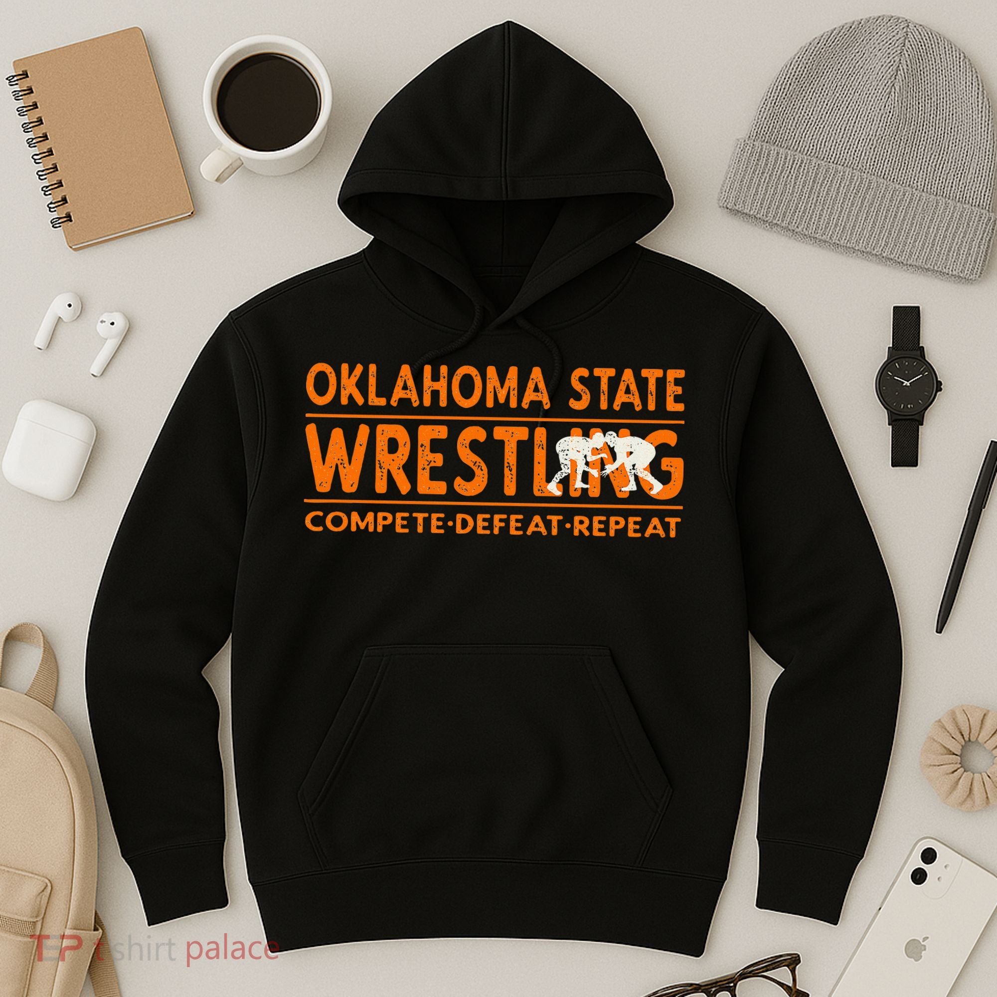 O.K.L.A.H.O.M.A State Wrestling Compete Defeat Repeat Hoodie