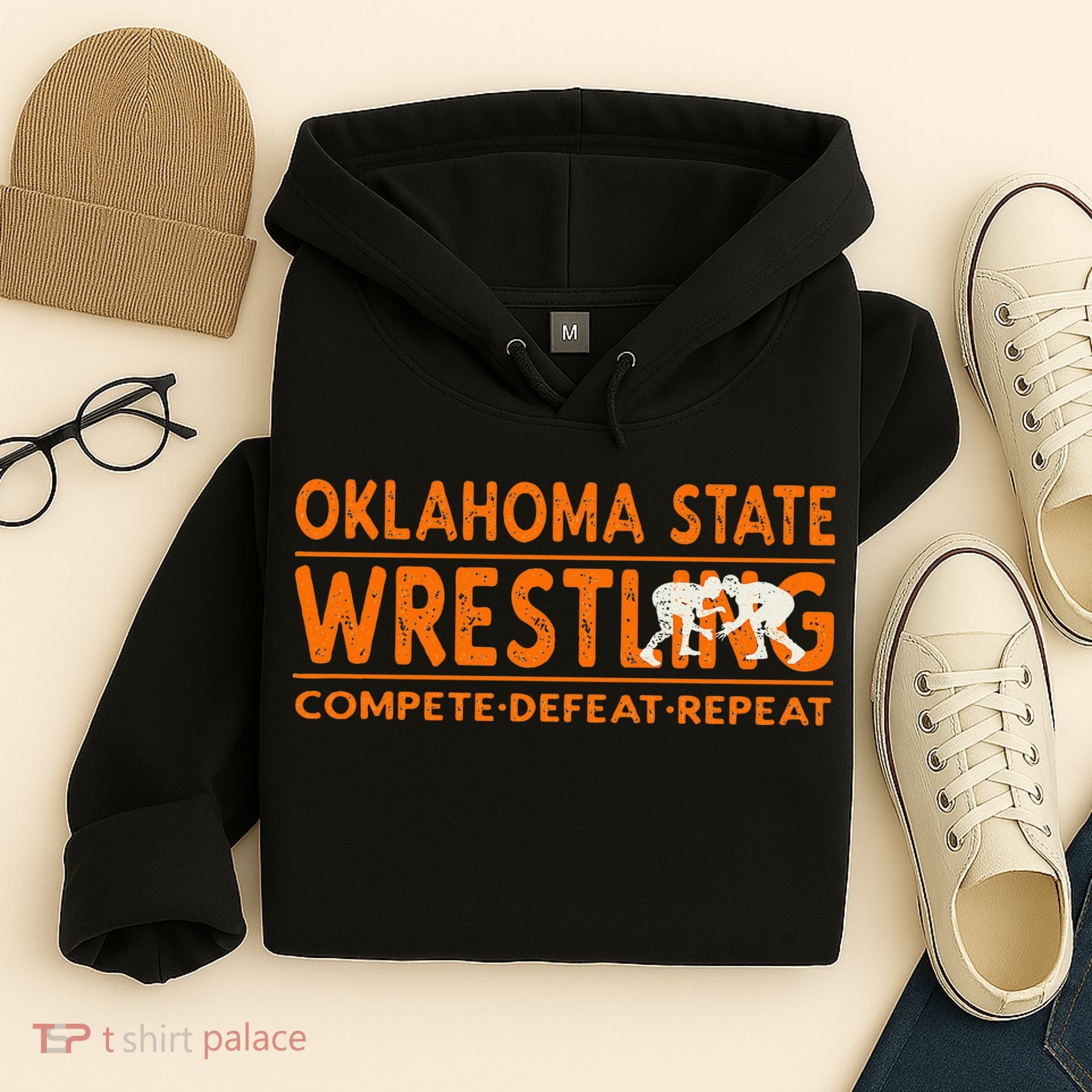 O.K.L.A.H.O.M.A State Wrestling Compete Defeat Repeat Hoodie