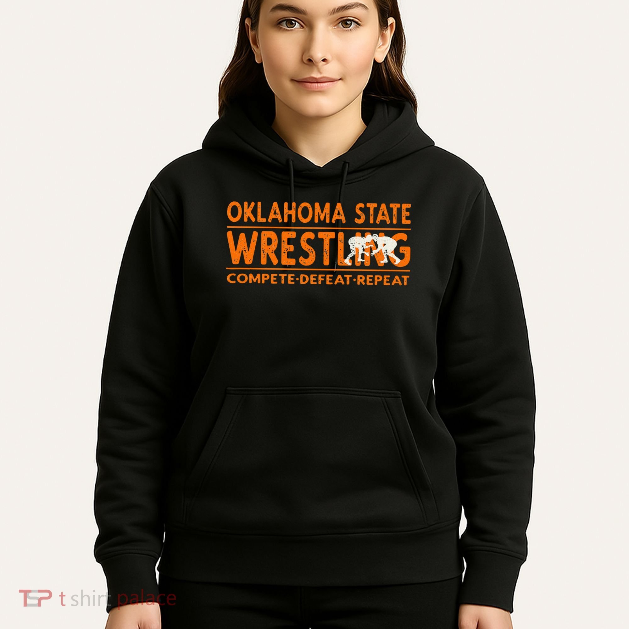 O.K.L.A.H.O.M.A State Wrestling Compete Defeat Repeat Hoodie