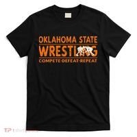 O.K.L.A.H.O.M.A State Wrestling Compete Defeat Repeat T-Shirt thumb 0