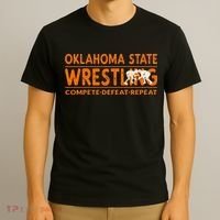 O.K.L.A.H.O.M.A State Wrestling Compete Defeat Repeat T-Shirt thumb 3
