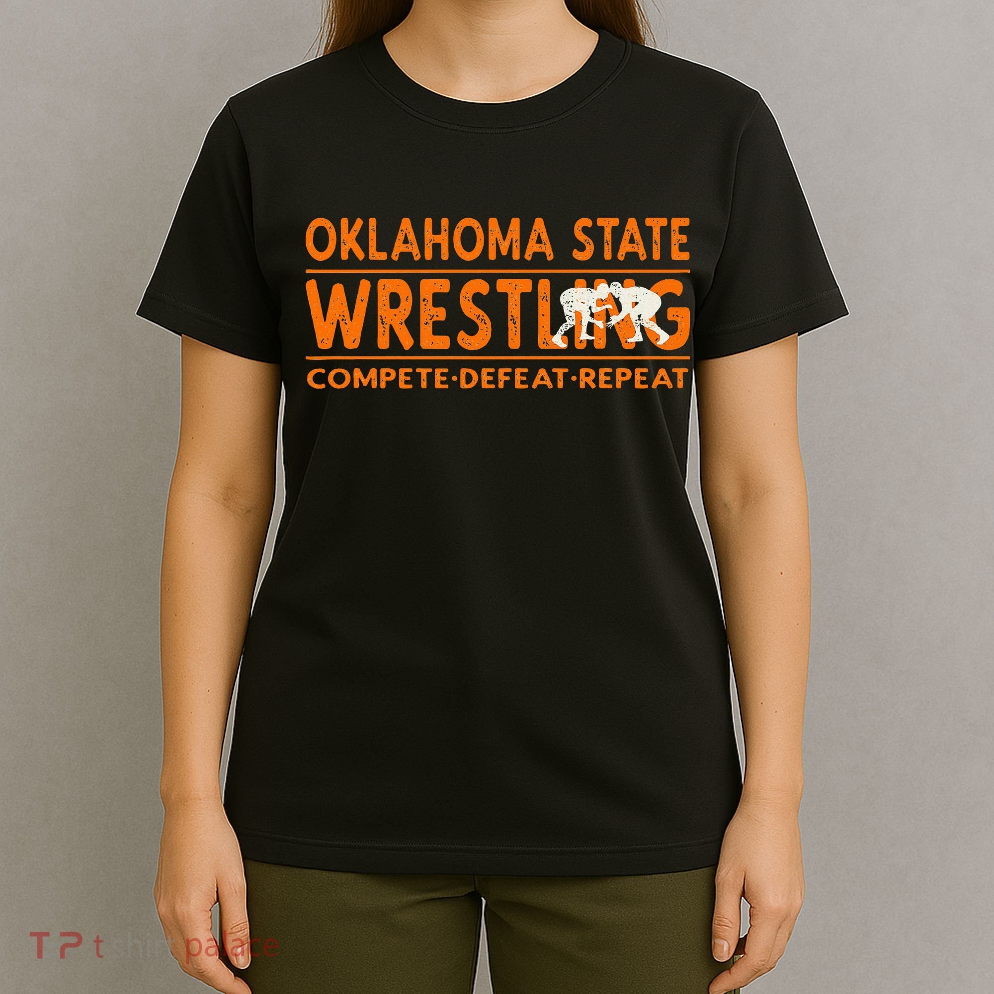 O.K.L.A.H.O.M.A State Wrestling Compete Defeat Repeat T-Shirt