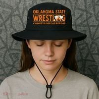 O.K.L.A.H.O.M.A State Wrestling Compete Defeat Repeat Bucket Hat thumb 3