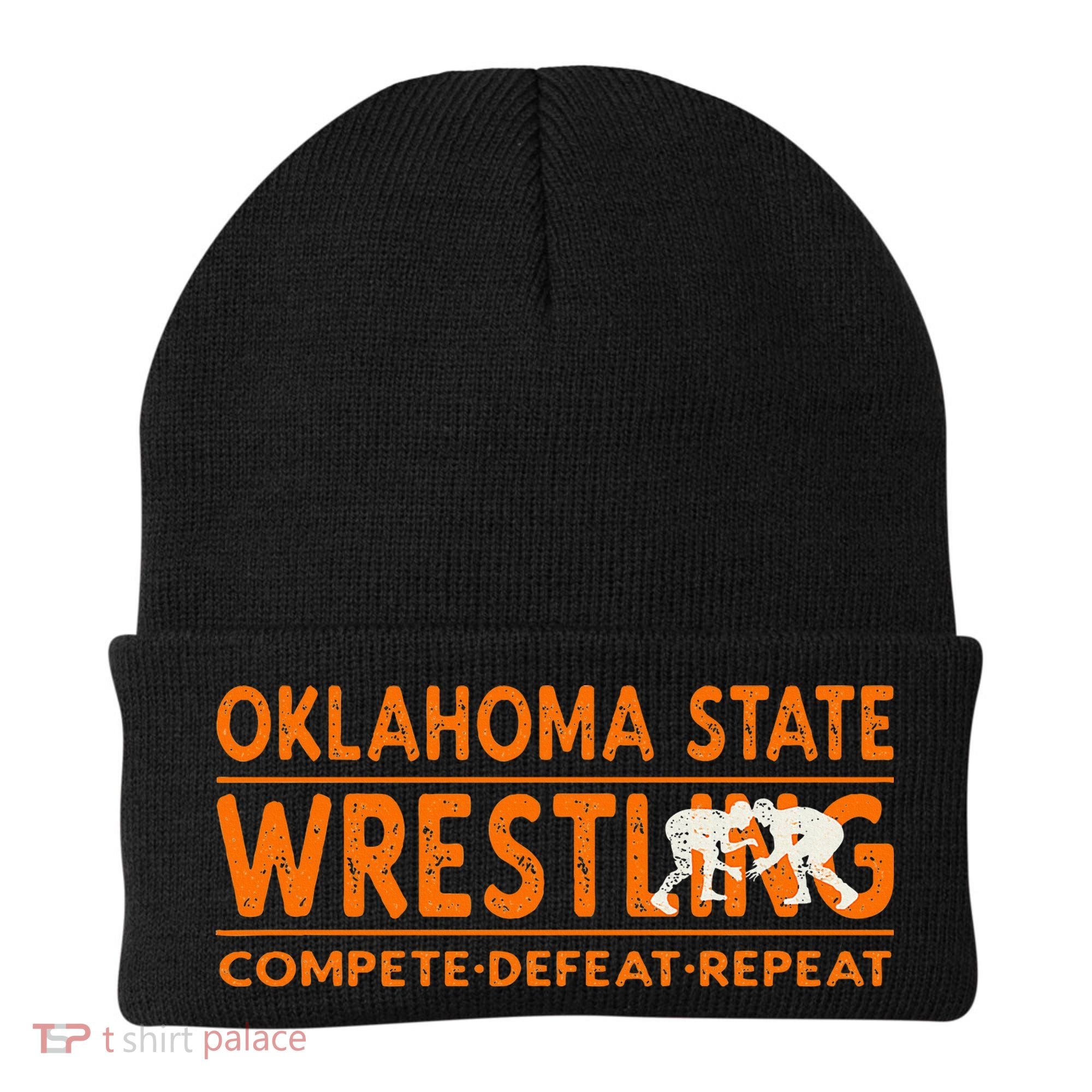 O.K.L.A.H.O.M.A State Wrestling Compete Defeat Repeat Beanie