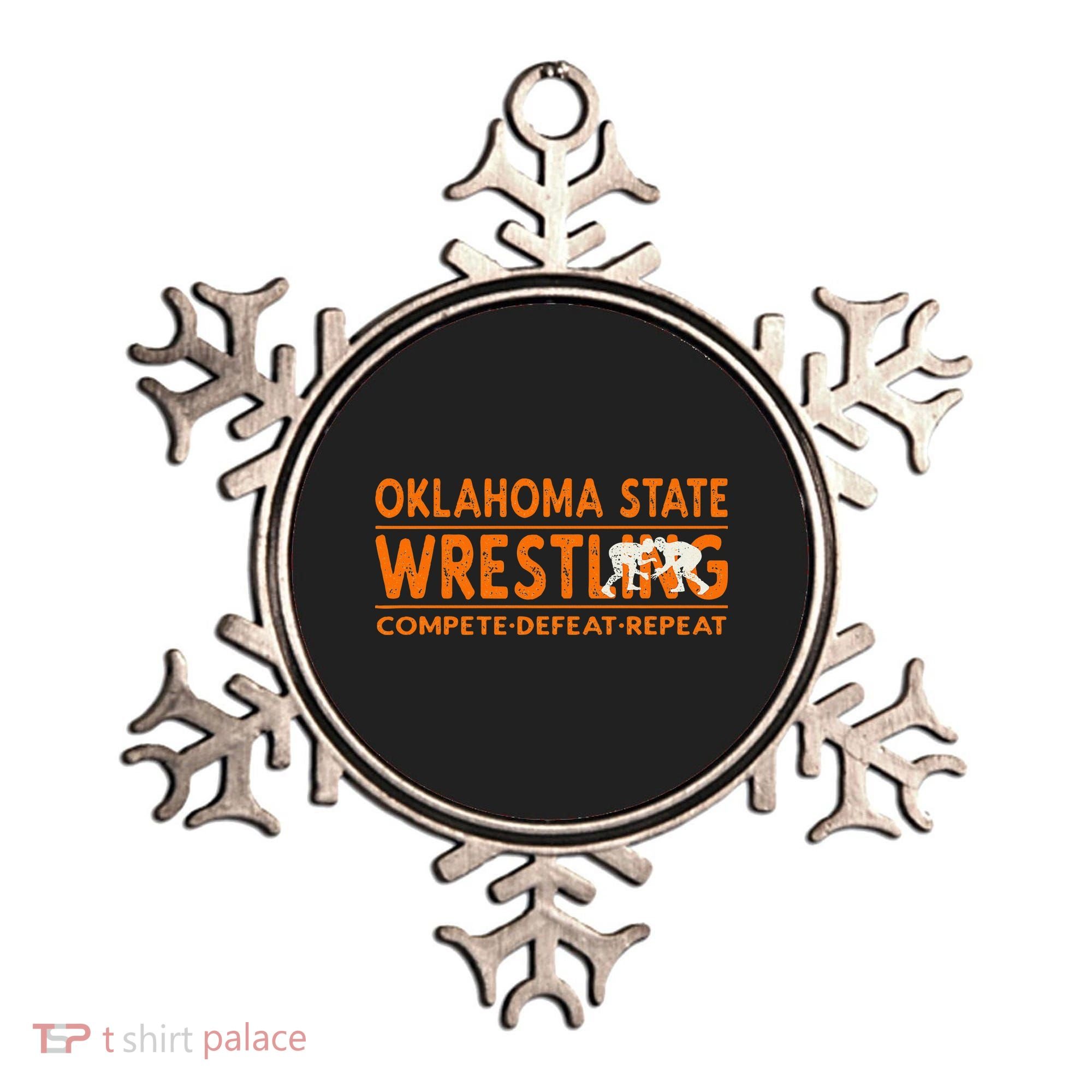 O.K.L.A.H.O.M.A State Wrestling Compete Defeat Repeat Ornament