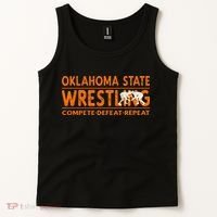 O.K.L.A.H.O.M.A State Wrestling Compete Defeat Repeat Tank Top thumb 2