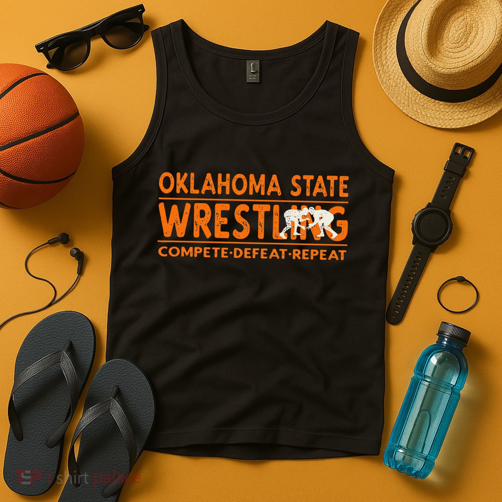 O.K.L.A.H.O.M.A State Wrestling Compete Defeat Repeat Tank Top