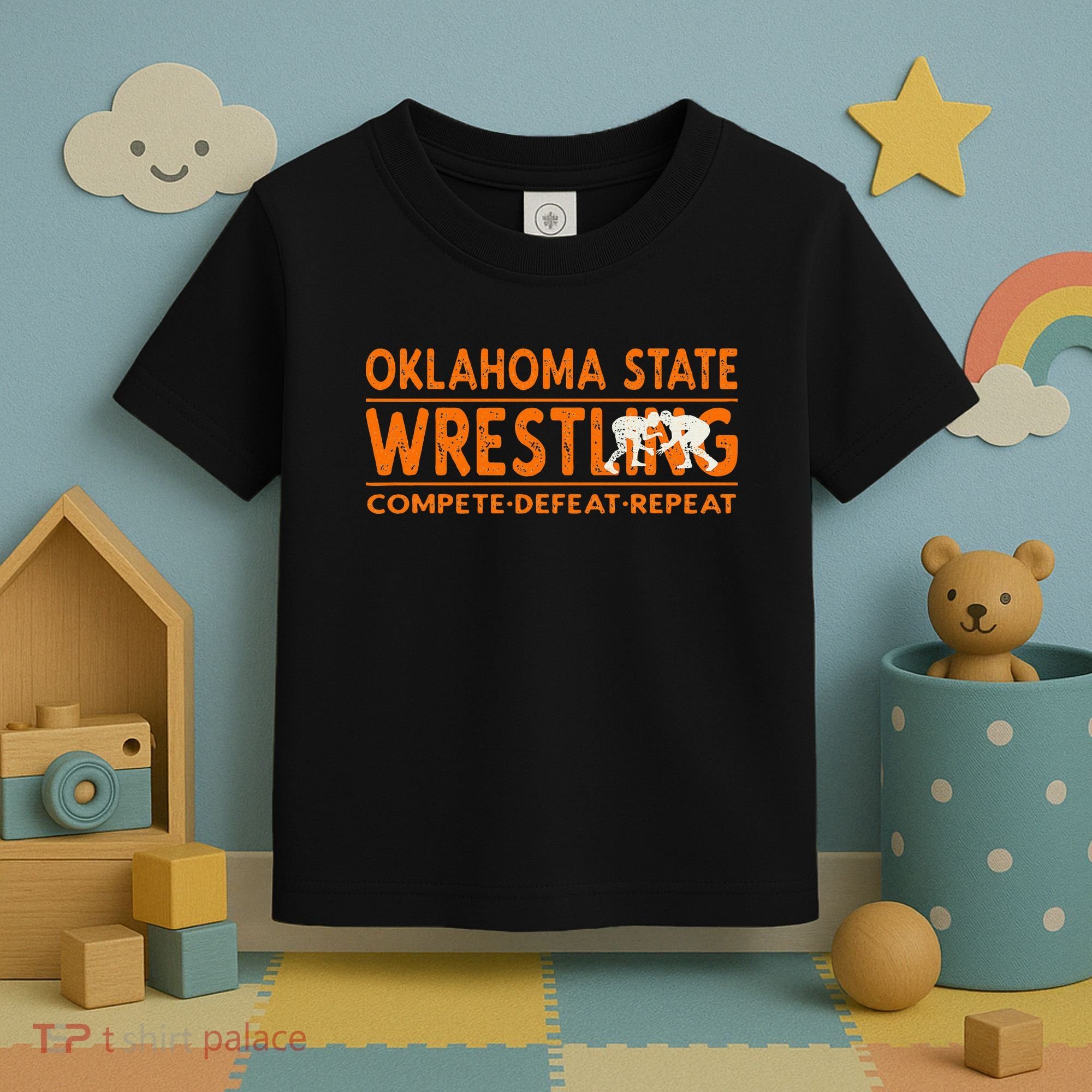 O.K.L.A.H.O.M.A State Wrestling Compete Defeat Repeat Toddler T-Shirt