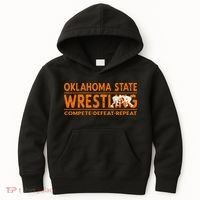 O.K.L.A.H.O.M.A State Wrestling Compete Defeat Repeat Kids Hoodie thumb 0
