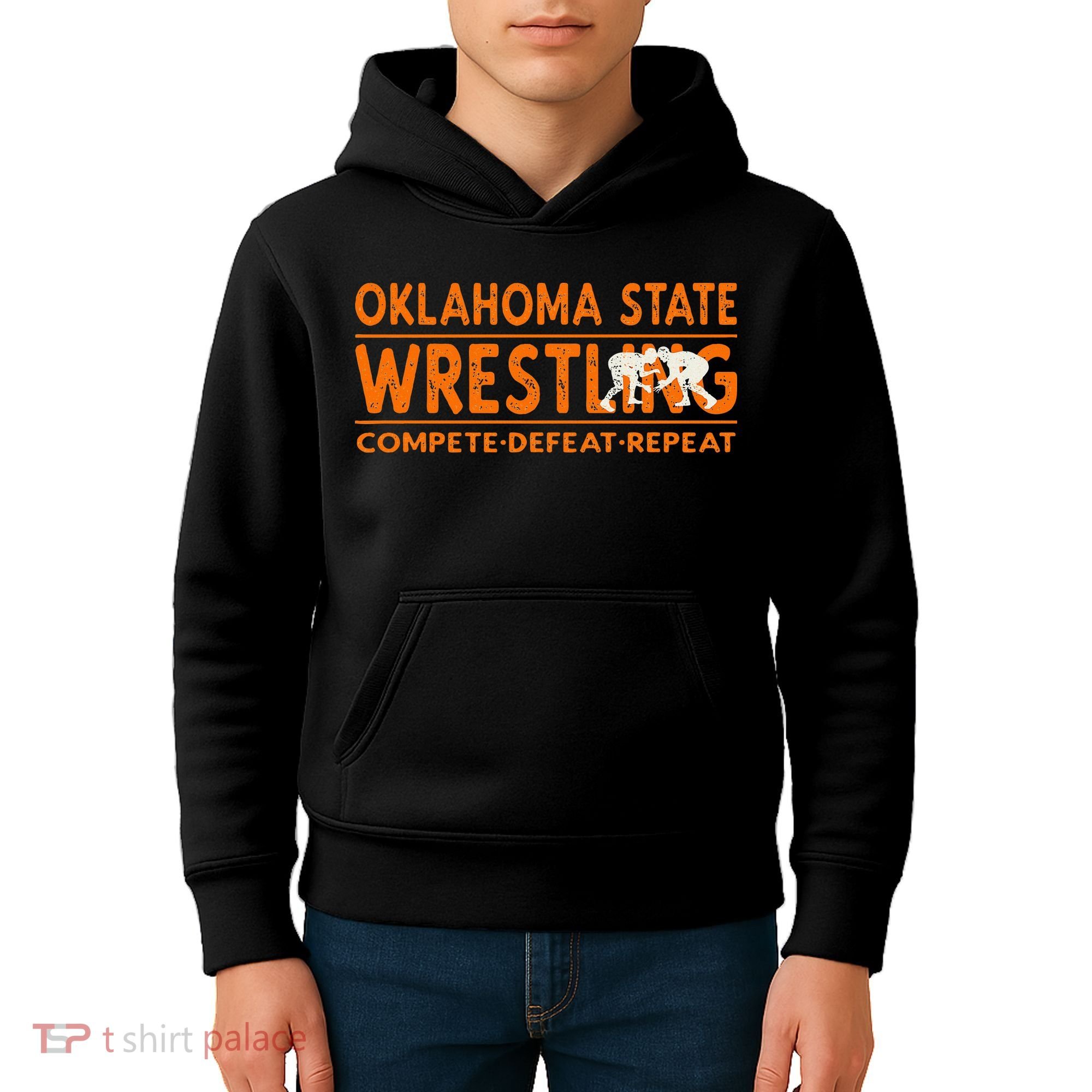 O.K.L.A.H.O.M.A State Wrestling Compete Defeat Repeat Kids Hoodie