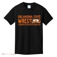 O.K.L.A.H.O.M.A State Wrestling Compete Defeat Repeat Kids T-Shirt thumb 0