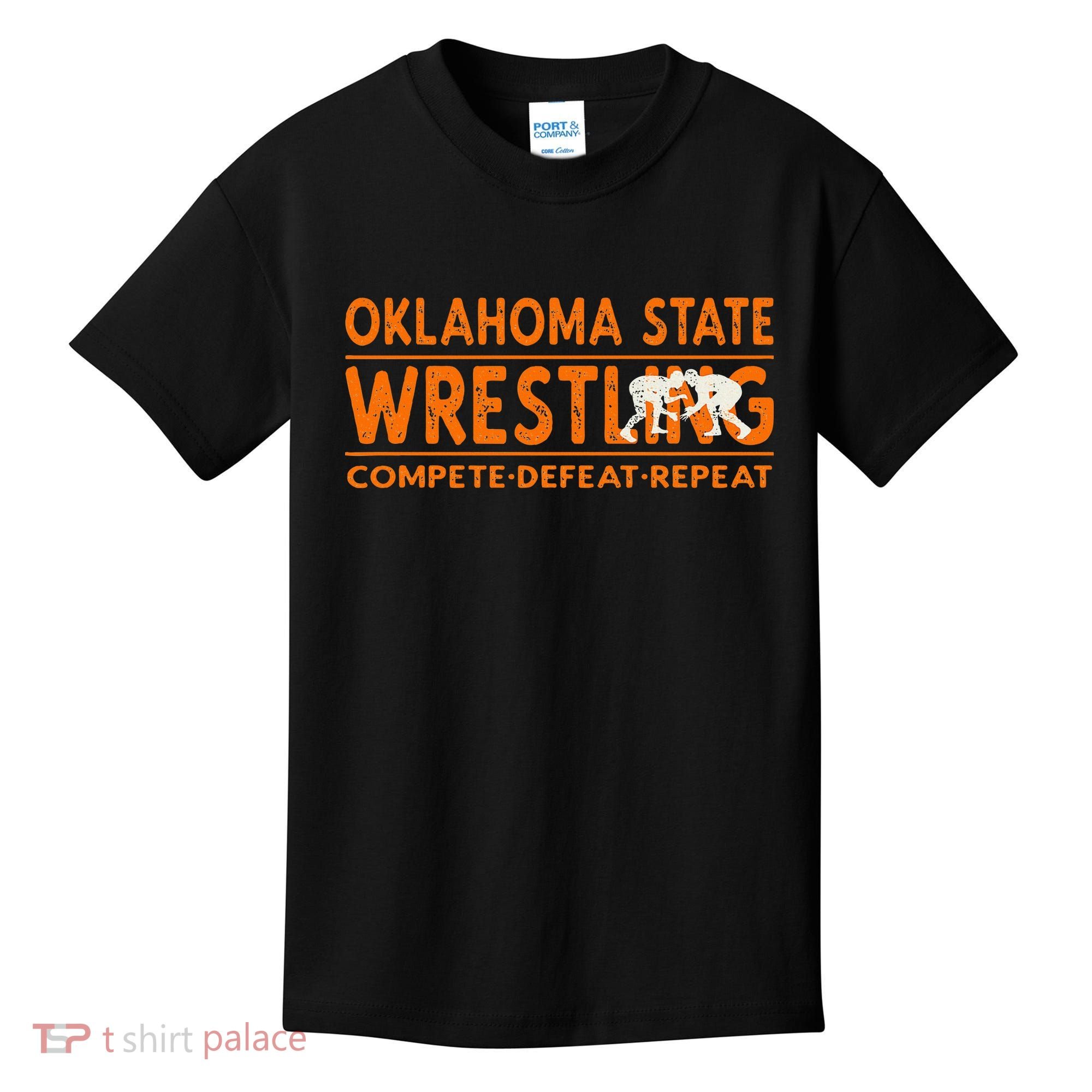 O.K.L.A.H.O.M.A State Wrestling Compete Defeat Repeat Kids T-Shirt