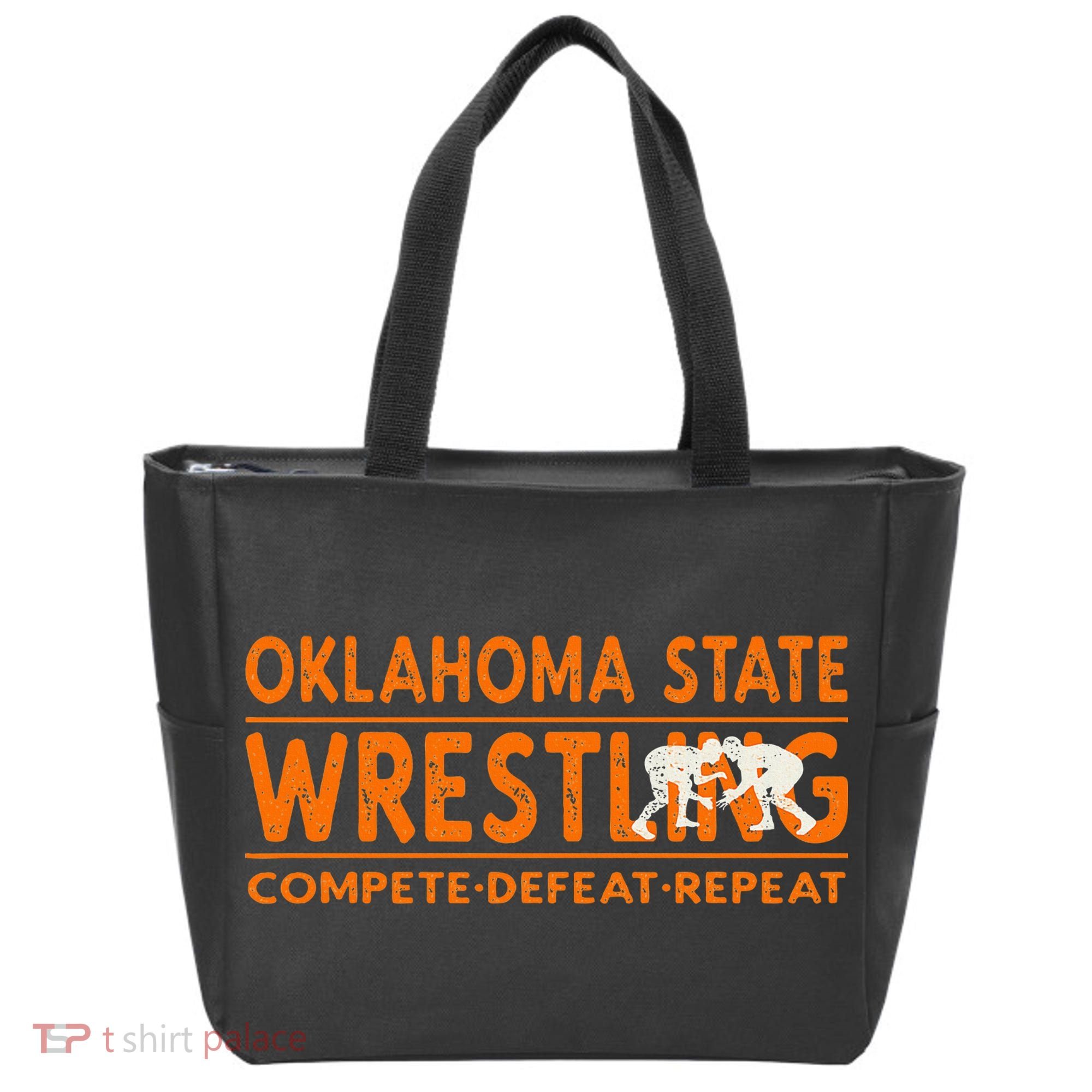 O.K.L.A.H.O.M.A State Wrestling Compete Defeat Repeat Tote Bag