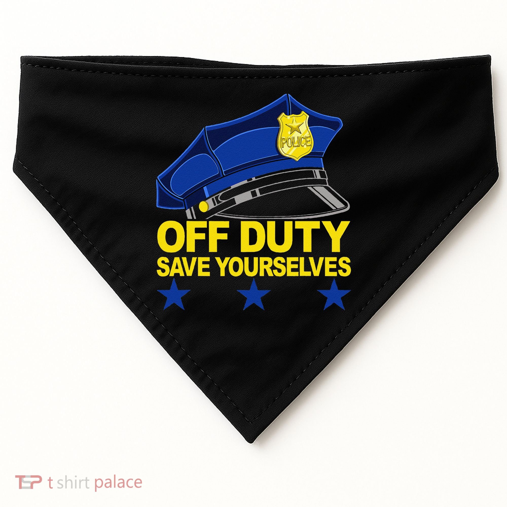 Offduty Save Yourselves Funny Police Officer Cop USA-Made Doggie Bandana