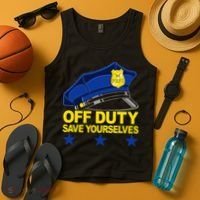 Offduty Save Yourselves Funny Police Officer Cop Tank Top thumb 4