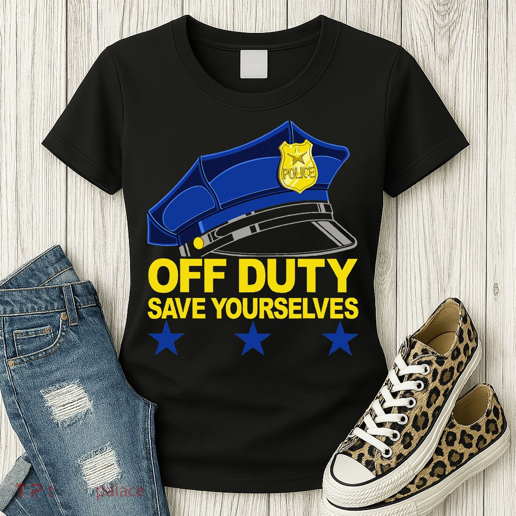Offduty Save Yourselves Funny Police Officer Cop Women's T-Shirt