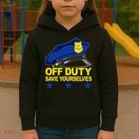 Offduty Save Yourselves Funny Police Officer Cop Kids Hoodie thumb 3