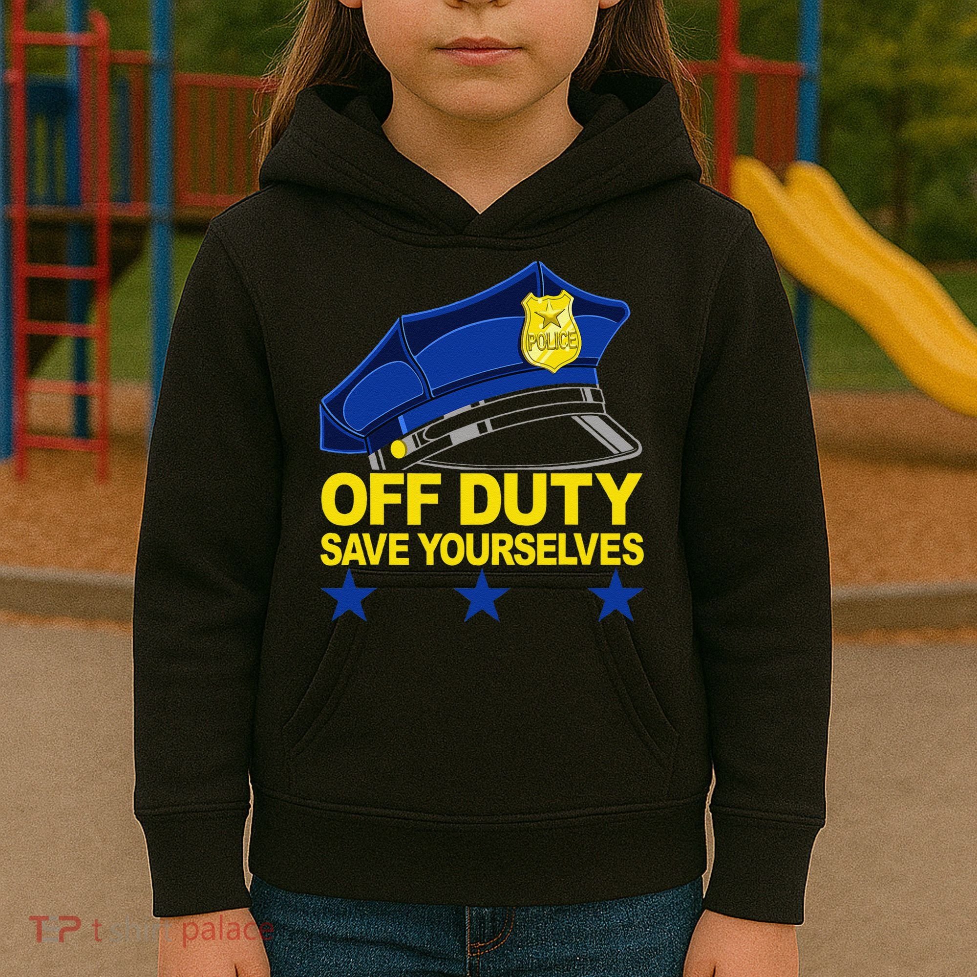 Offduty Save Yourselves Funny Police Officer Cop Kids Hoodie